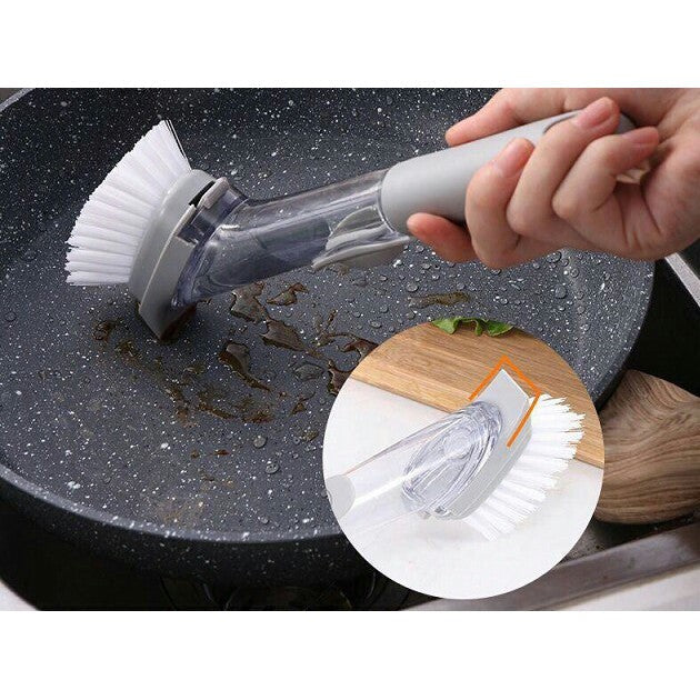 C&C 2 in 1 Long Handle Cleaning Brush with Soap Dispenser Dish Washing Brush Set Long Handle Lazy Kitchen Brush