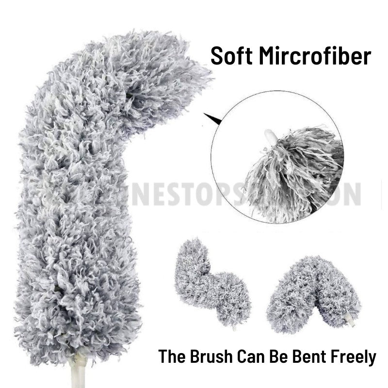 220cm Retractable Microfiber Duster With Bendable Brush Long-Duster BROOM Fiber Household Cleaning Bulu Ayam 140cm-220cm