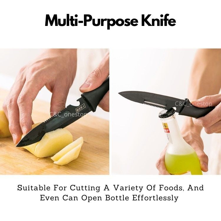 Set of 5 Stainless Steel Knife with Black Oxidation lron Coating Kitchen Chef Knife Set Peeler