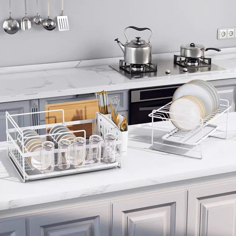 C&C Detachable 2 Tier Dish Rack Rak Pinggan Stainless Steel Kitchen Dish Drainer Nordic Style Rak Pengering Pinggan