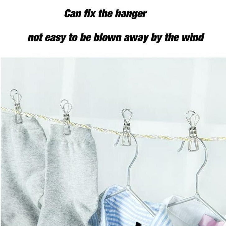 20pcs Stainless Steel Laundry Clips Anti Rust Clothes Peg Windproof Clamp Hanging Clips Lots Cloths Clip