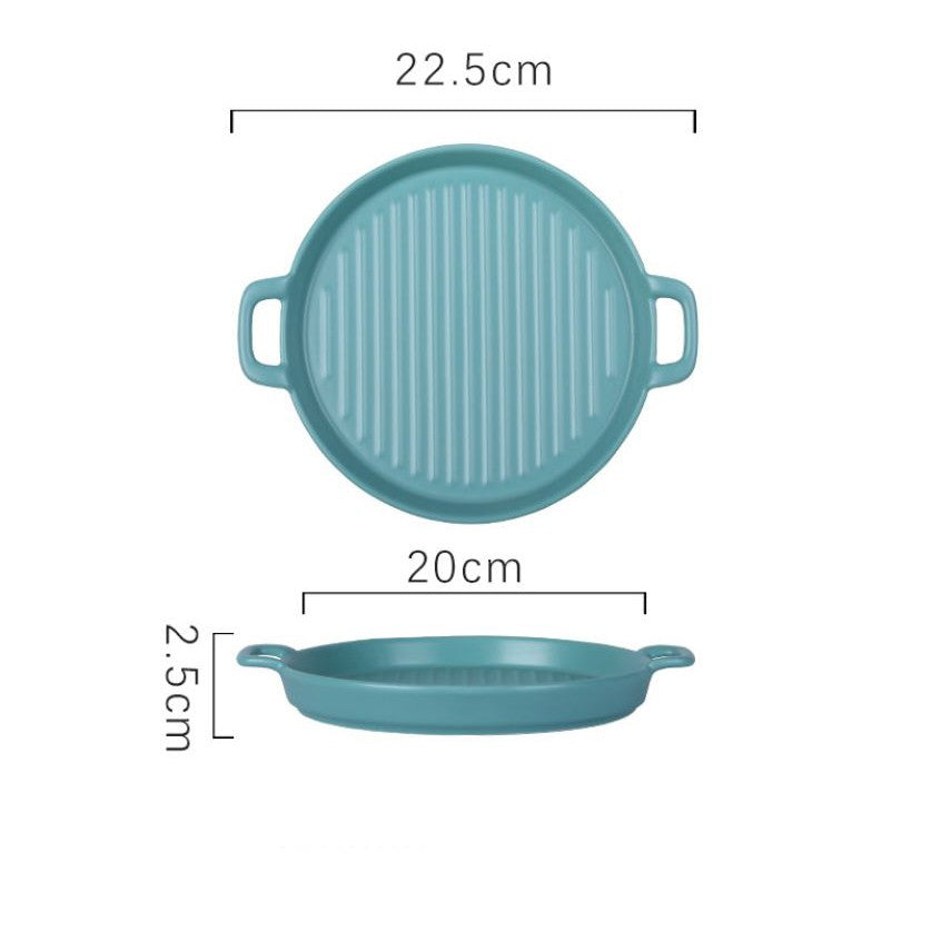 Nordic Style Ceramic Baking Plate Creative Dish Home Hotel Restaurant Ceramic Two Ear Pizza Plates Fruit Macaron