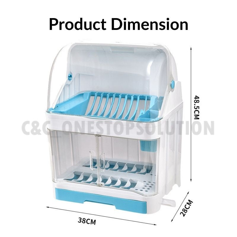 Stainless Steel Dish Rack Rak Pinggan Double Layer Kitchen Rak Mangkuk Multipurpose Dish Rack with Knife Holder