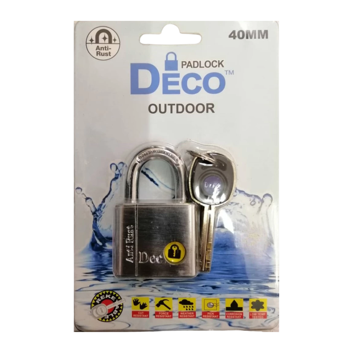 Deco 40 mm Padlock Outdoor Chrome Brass Padlock Stainless Steel Padlock Rekeyable Padlock Silver 3 keys padlock three