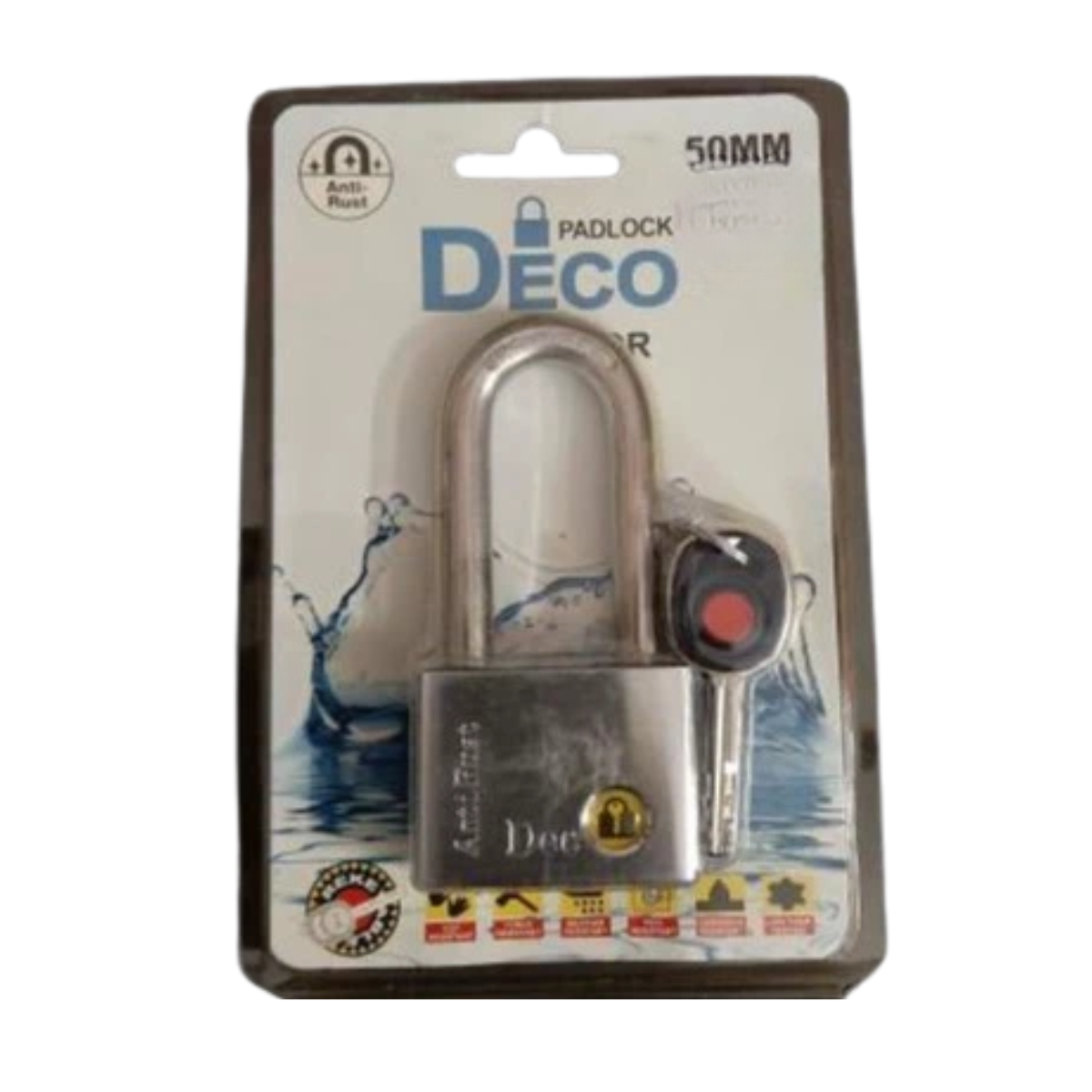 DECO OUTDOOR 50MM LONG SHACKLE ANTI-RUST PADLOCK