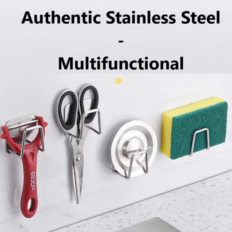 Adhesive Sponge Holder Stainless Steel Kitchen Sink Multifunctional Drain Drying Rack Storage Hanger Sink Organizer Sink