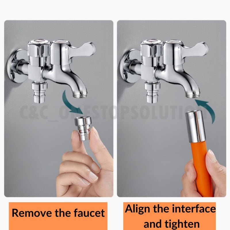 C&C 30cm Silicone Stainless Steel Faucet Extension Extender  water pipe extender Universal rotation soft water