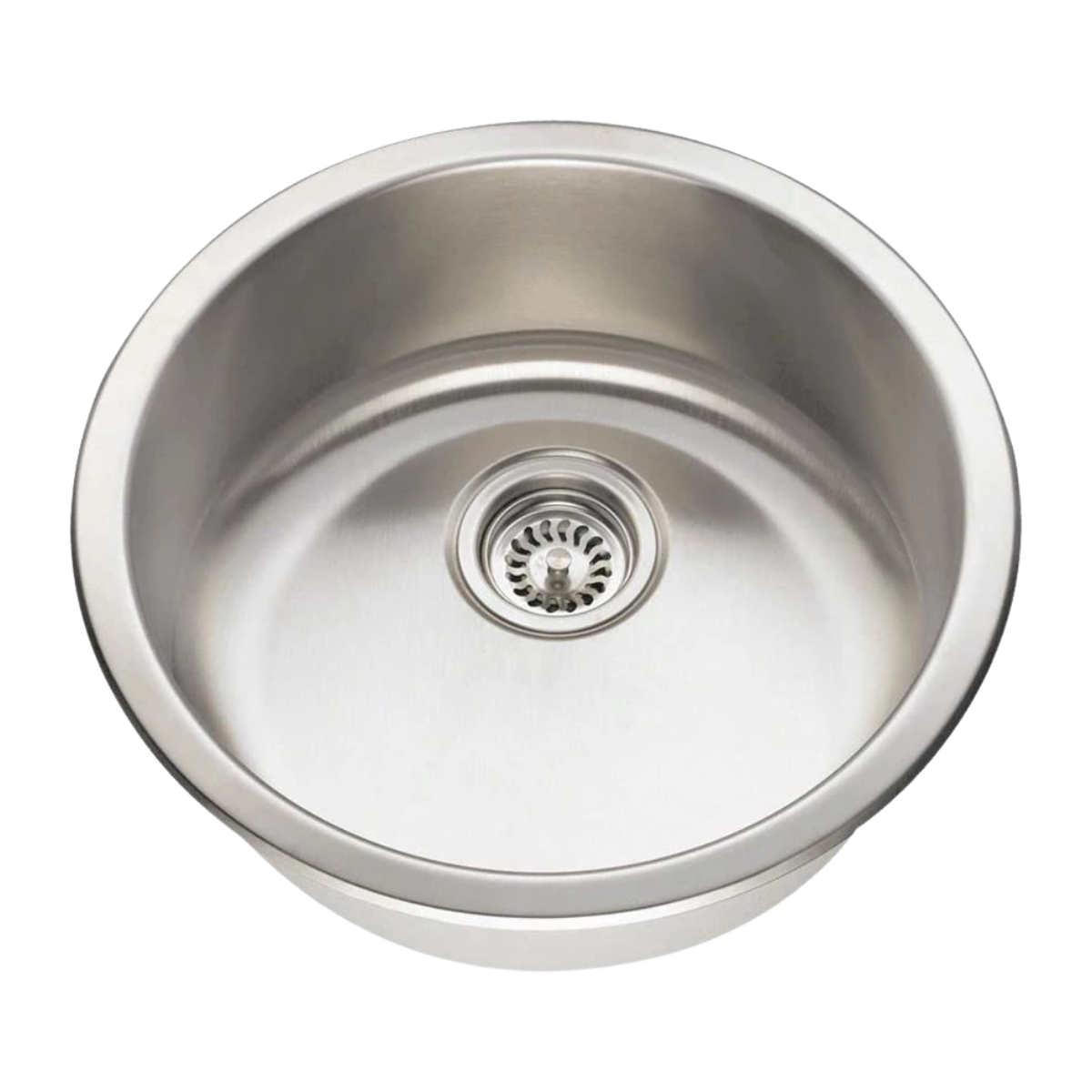 DOCASA Single Round 304 Stainless Steel Sink with Waste Strainer Overflow Satin Finish Round Sink 0.8MM