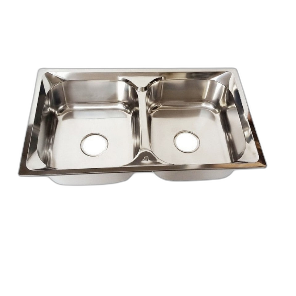 DOUBLE BOWL STAINLESS STEEL SINK 800MMX460MMX185MM