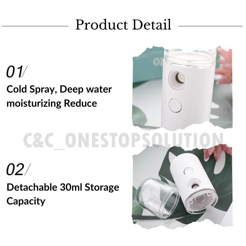 C&C 30ml Portable USB Sanitizer Spray Machine Nano Mist Spray Nano Spray Gun Alcohol Spray Face Mist Botol Sembur