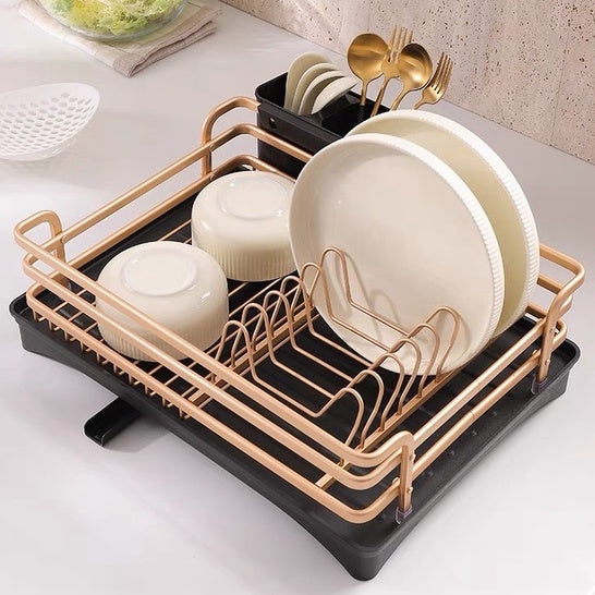 C&C PREMIUM Dish Rack Rak Pinggan Rose Gold Nordic Dish Drainer Kitchen Rack Drain Stand Rack Single Tier Plate Rack