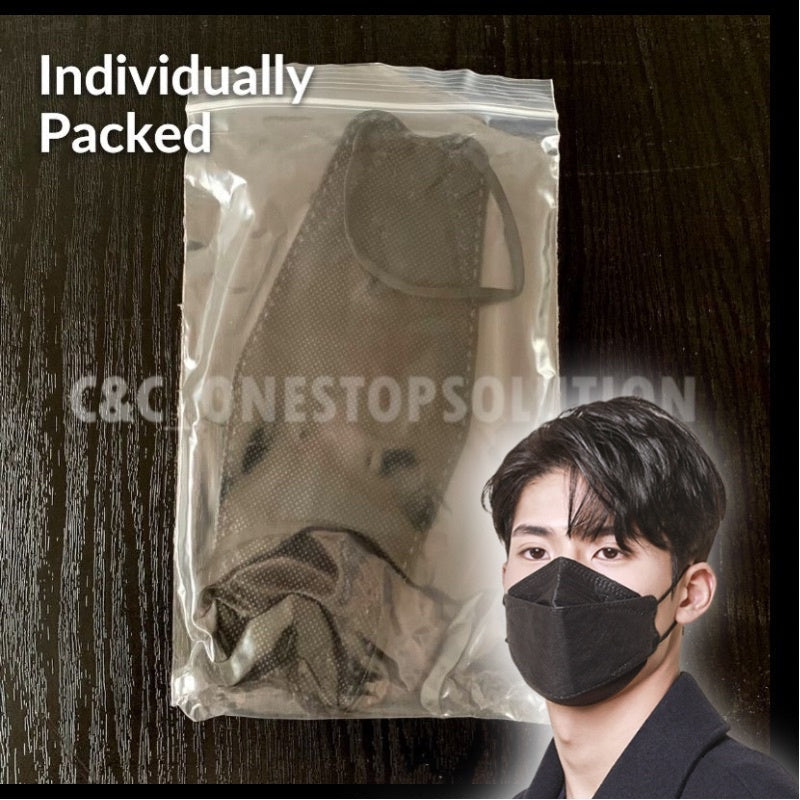 C&C PREMIUM Adult KF94 4Ply Face Mask Earloop Fish Mask Disposable Protective Anti Dust Fine Dust Black Mask 3D Mask