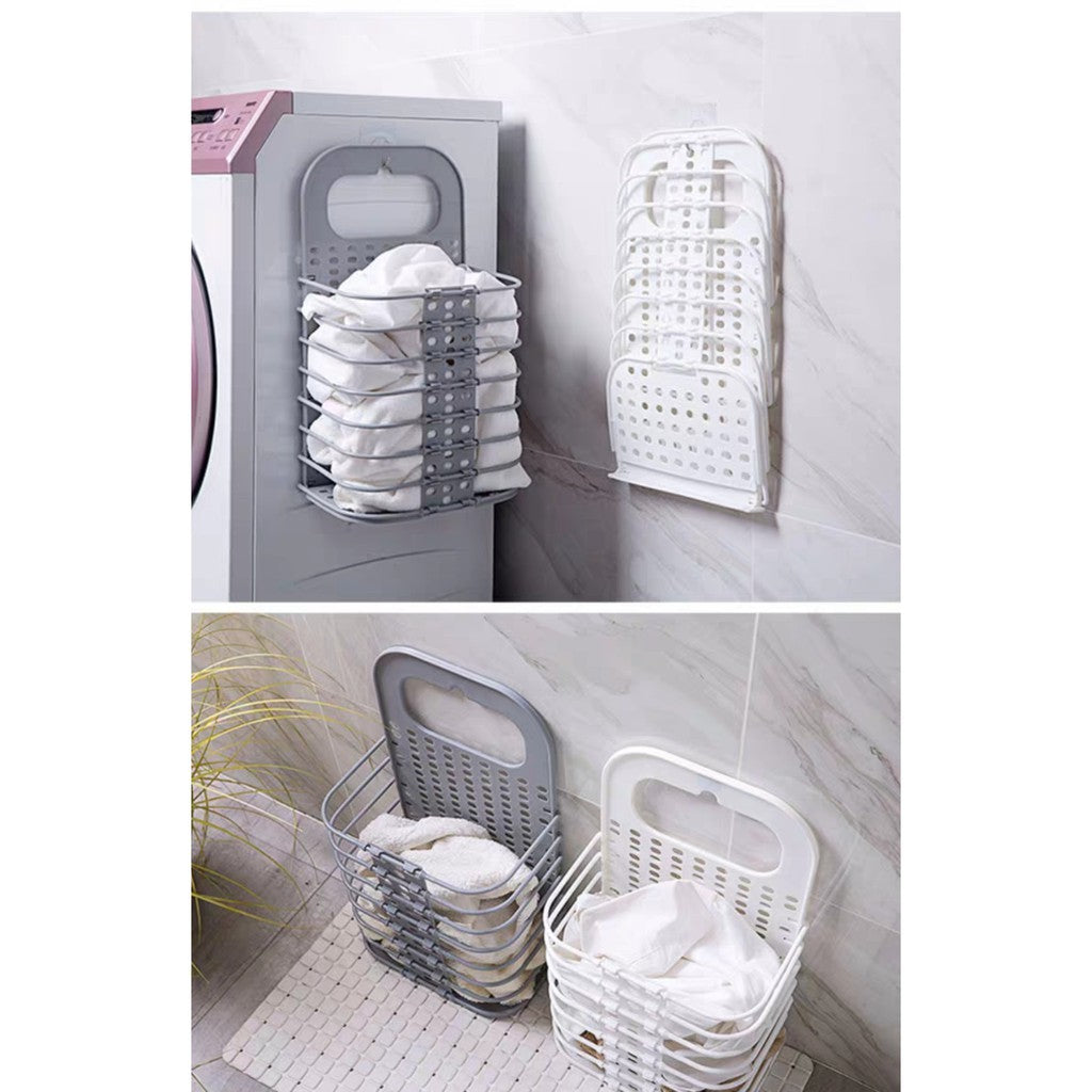 Foldable Wall Hanging Laundry Basket Clothes Organiser With Stand Toys Storage Snacks Storage 27*15*46CM