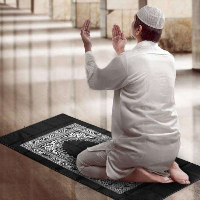 Sejadah + Kompas Kiblat - Solat Doa Sembahyang Muslim Ramadan Travel Carpet Compass Pocket Size Sejadah + Sarung