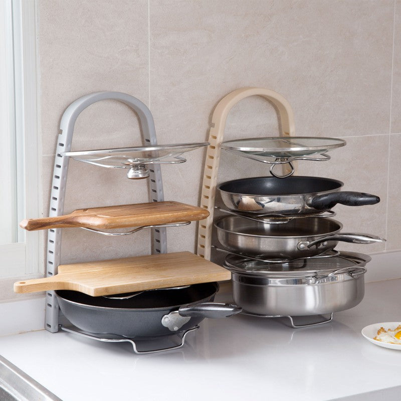 Multipurpose Pot and Pans Organiser Rak Penitup Periuk Lid Rack Organizer for Kitchen Countert Lid Holder