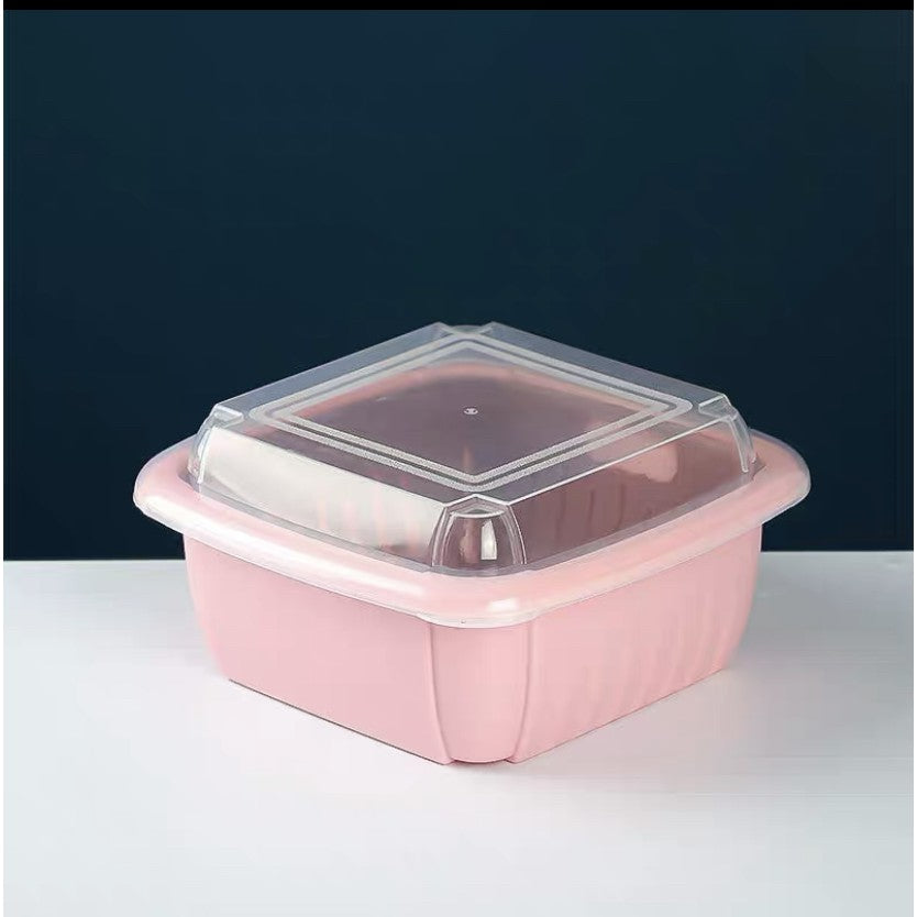 Drainage Storage Box Kitchen Refrigerator Household Storage Box Multifunctional Double-layer Drain Fresh-Keeping Box