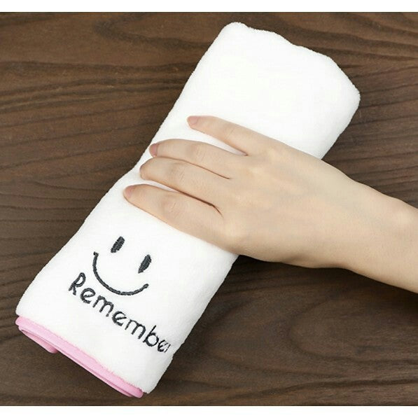 Absorbent Quick Dry Wrap Hair Hat Smiley pattern icon Bathe Shower Towel Cap Coral Fleece