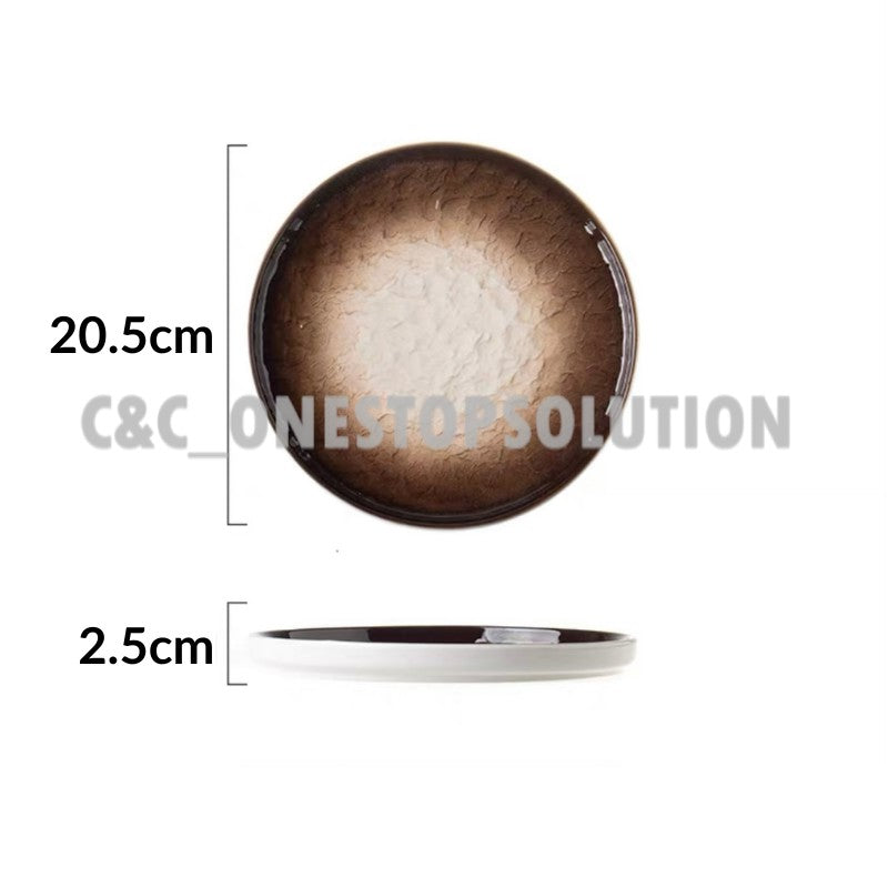 C&C INS Style Ceramic Plate Stone Texture Nordic Plate Dessert Plate Breakfast Plate Western Plate Tableware Pinggan