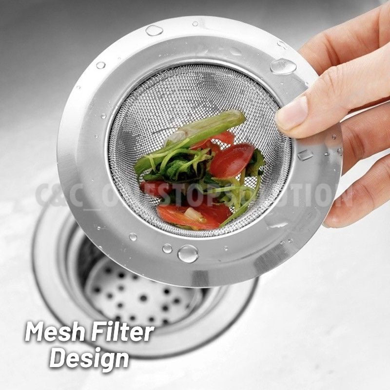 C&C Stainless Steel Sink Filter Sink Strainer Drainer Drain Filter Kitchen Strainer Bekas Penapis Air Sinki