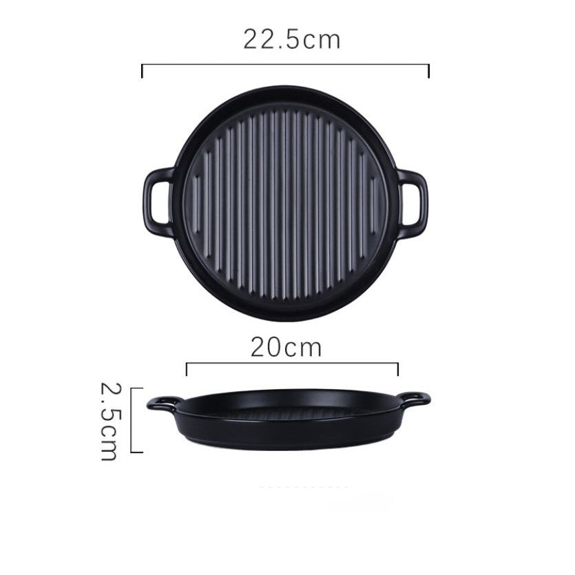 Nordic Style Ceramic Baking Plate Creative Dish Home Hotel Restaurant Ceramic Two Ear Pizza Plates Fruit Macaron