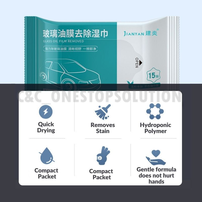 C&C Car glass Degreasing Film Wipes Remove Oil Film Cleaning Agent Net Windshield Decontamination Disposable Wipes