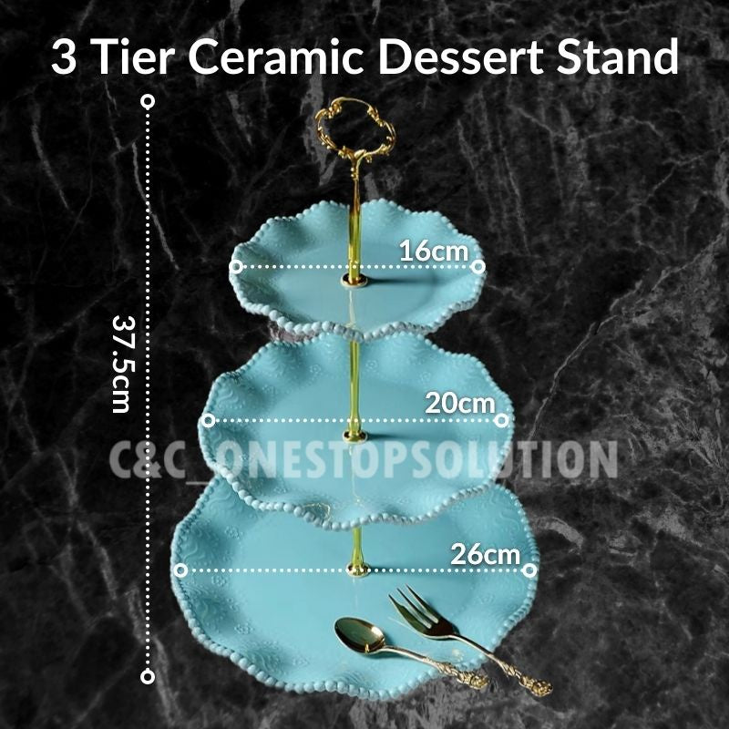 C&C Tiffany Blue 3 Tiers Ceramic Cake Stand Dessert Rack Cake Rack Cake Display Stand Cupcakes Stand