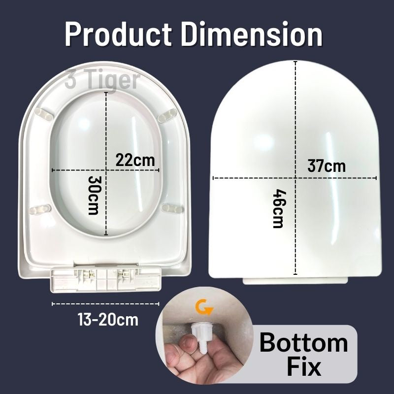 C&C U Shape Toilet Seat and Cover With Soft Close Adjustable Hinge Penutup Mangkuk Tandas Duduk Tandas