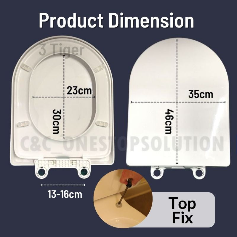 C&C U Shape Toilet Seat and Cover With Soft Close Adjustable Hinge Penutup Mangkuk Tandas Duduk Tandas