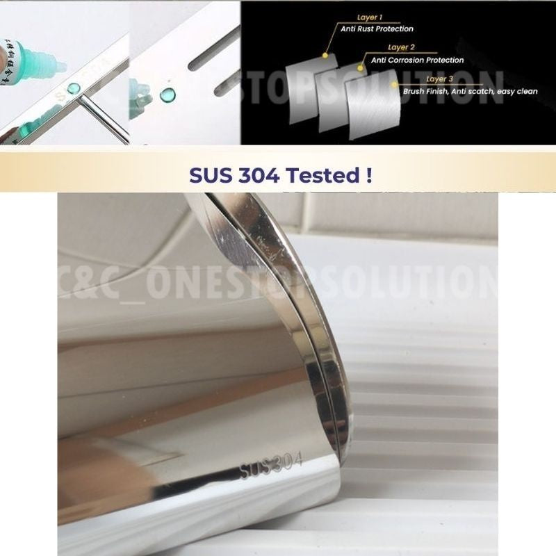 C&C Stainless Steel Wall-Mounted Toilet Paper Holder with Fixing Screws Pemegang Kertas Tandas