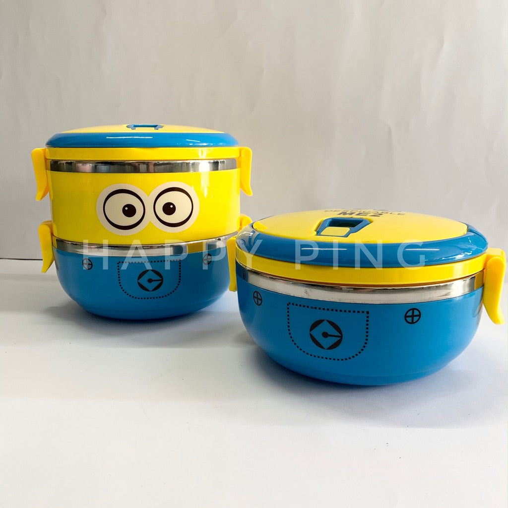 Cartoon 1 and 2 layer Stainless Steel Thermal Lunch Box Tupperware Doraemon Lunch Box Hello Kitty Lunch Box Minions