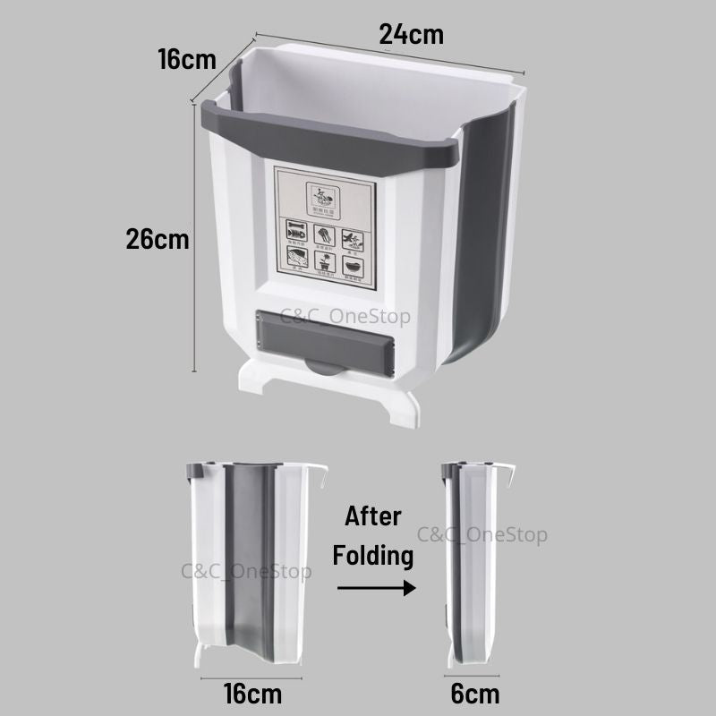 Foldable Kitchen Trash Dustbin Garbage Basket Rubbish Waste Collection Bin Car Rubbish Bucket Door Hanging Trash