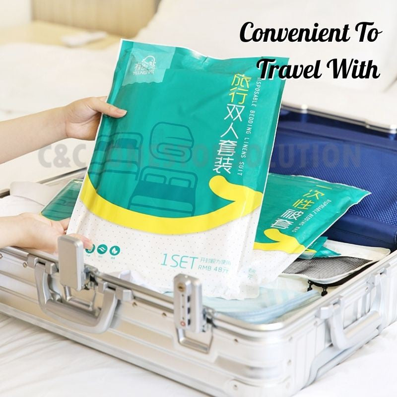 Disposable Cadar / Sarung Bantal Medical Bed Sheet Set Portable Travel Hotel Bedsheet Hygiene Protection
