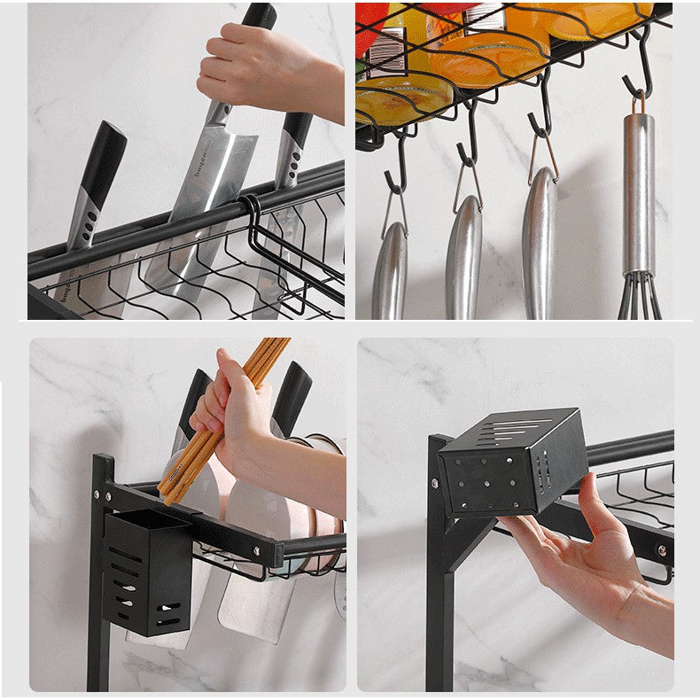 2 Size Powder Coated Stainless Steel Dish Drainer Kitchen Sink Rack Dish Rack Kitchen Basin Rack 85CM / 65CM