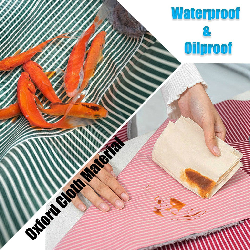Hand-wipe Adjustable Apron with hand drying paddings waterproof apron oil proof kitchen pocket