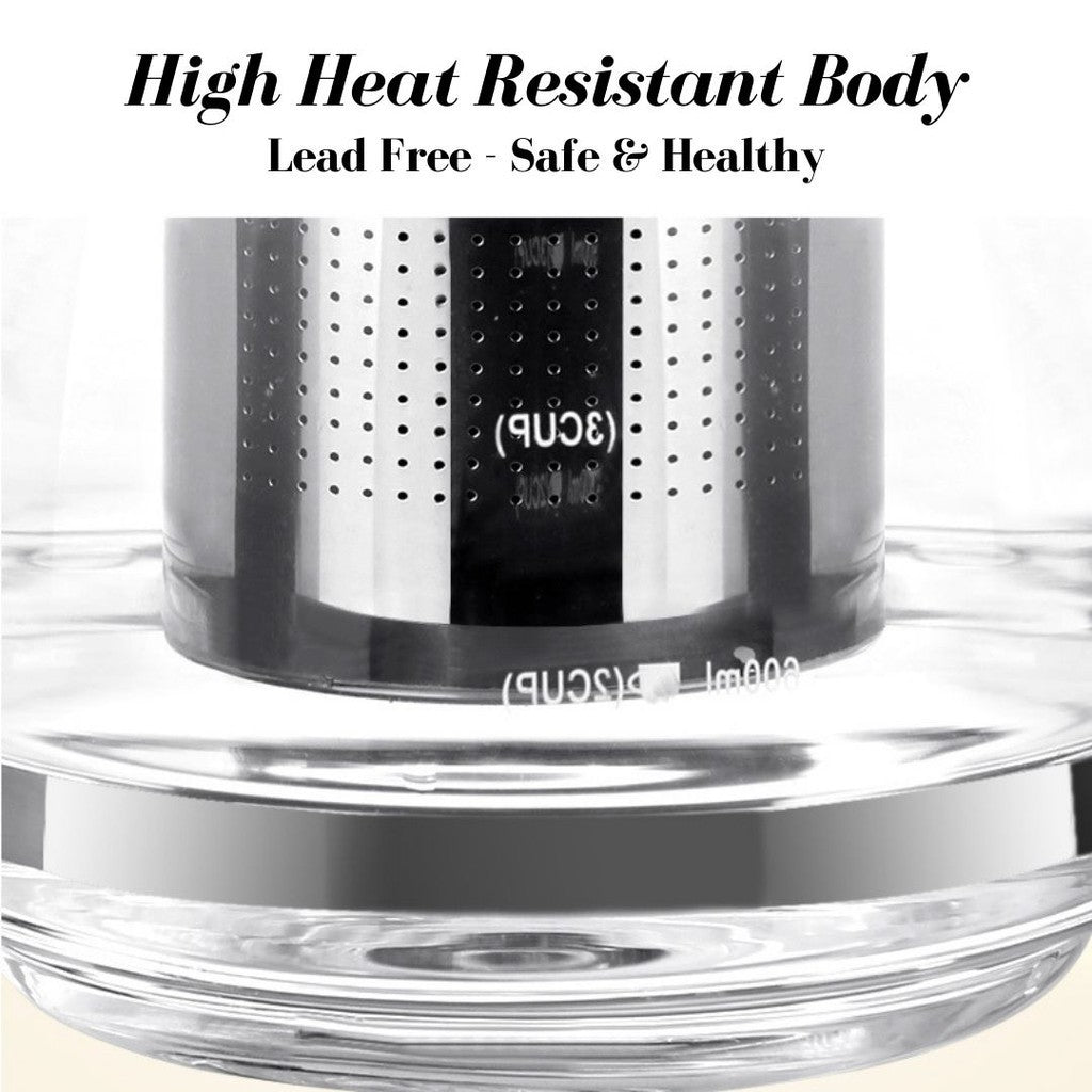High Quality 1500ml Tea pot Glass Tea Pot High temperature Stainless Steel Cafe Insulated Coffee Tea Maker