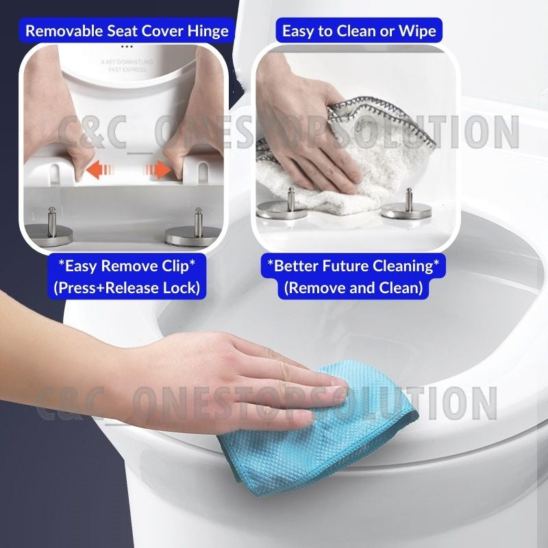 C&C Heavy Duty U Shape Toilet Seat Cover With Soft Close Adjustable Hinge Penutup Mangkuk Duduk Tandas Johnson Sorento
