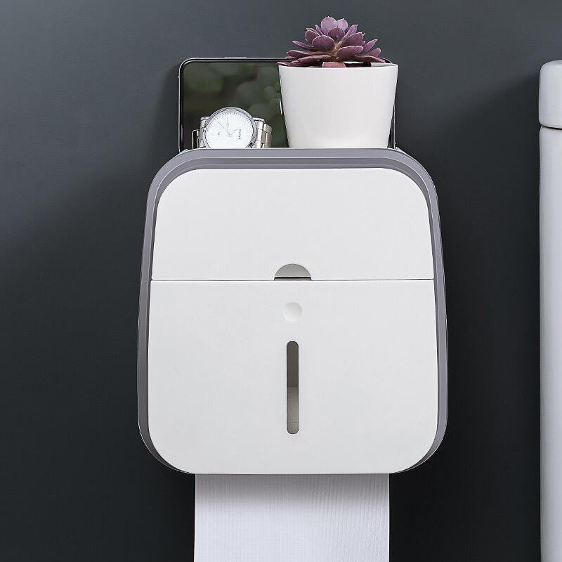 Premium Tissue box with Drawer Waterproof Wall-Mount Toilet Paper Holder Toilet Roll Shelf ABS