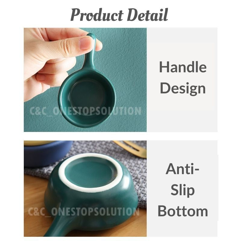 Mini Handled Ramekin Ceramic Sauce Dipping Bowl Sauce Seasoning Kitchen Plate Saucer Plate