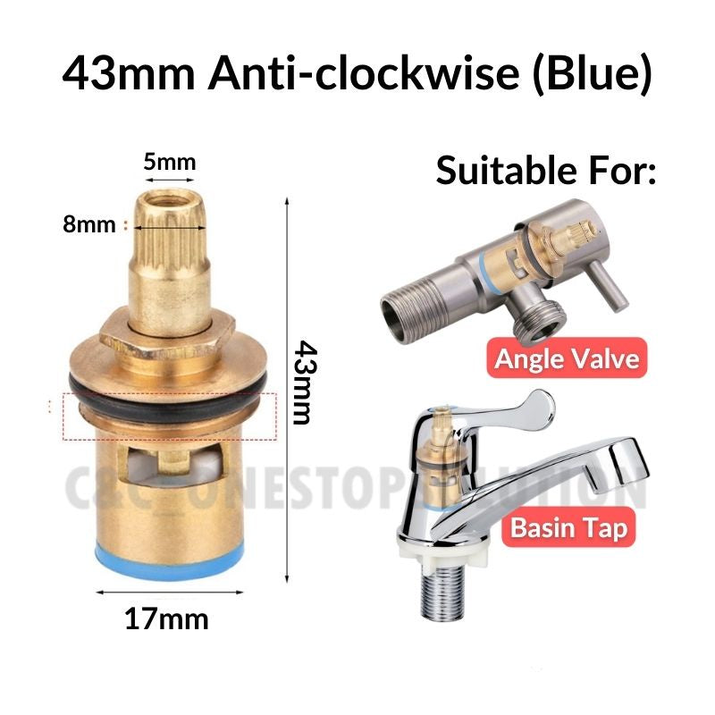 1/2 Inches Premium Quality Faucet Valve Replacement Brass Cartridge Water Tap Kitchen Faucet Sink Tap Basin Tap Quarter Turn