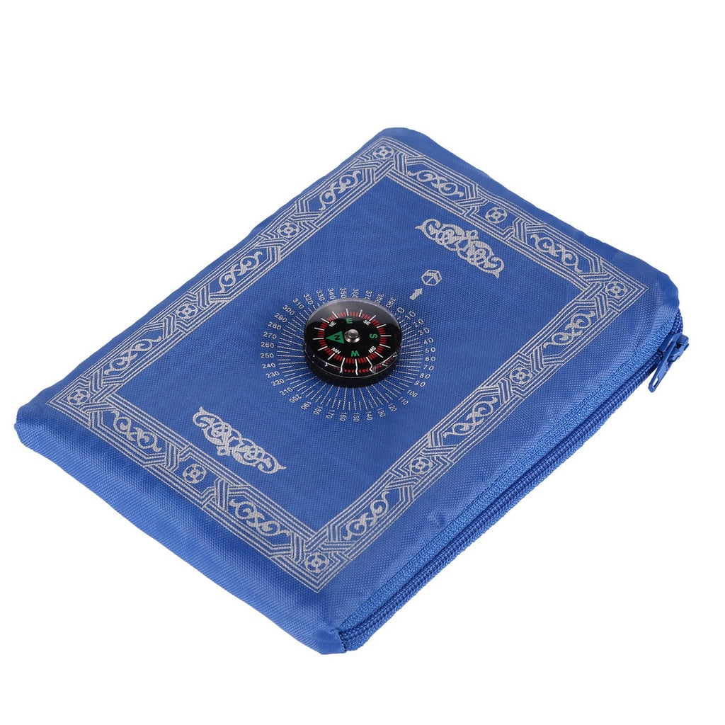 Sejadah + Kompas Kiblat - Solat Doa Sembahyang Muslim Ramadan Travel Carpet Compass Pocket Size Sejadah + Sarung