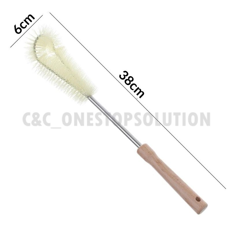 C&C Bottle Brush Cleaning Tools Berus Botol Cawan Nylon Brush Long Wooden Handle Cup Brush Baby Bottle Brush Kitchen