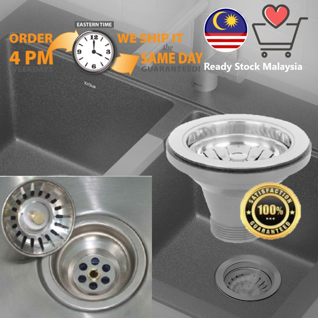 3 1/2 Inches Stainless Steel Sink Strainer Kitchen Basket Waste Coupling With Filter Tray Combination Set
