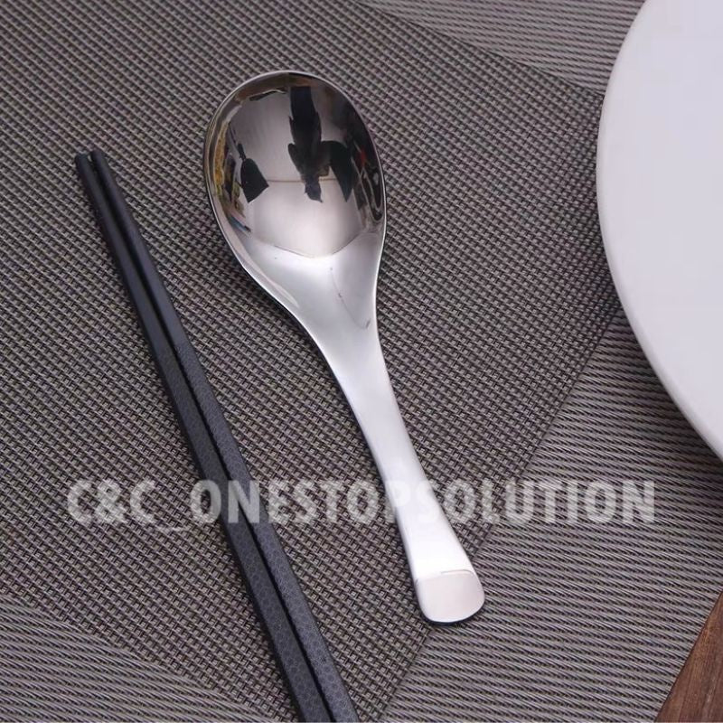 C&C SUS 304 Stainless Steel Spoon Thicken Dinner Spoon Table Spoon Dessert Spoon Tableware Cutlery Sudu Tebal Sudu Sup
