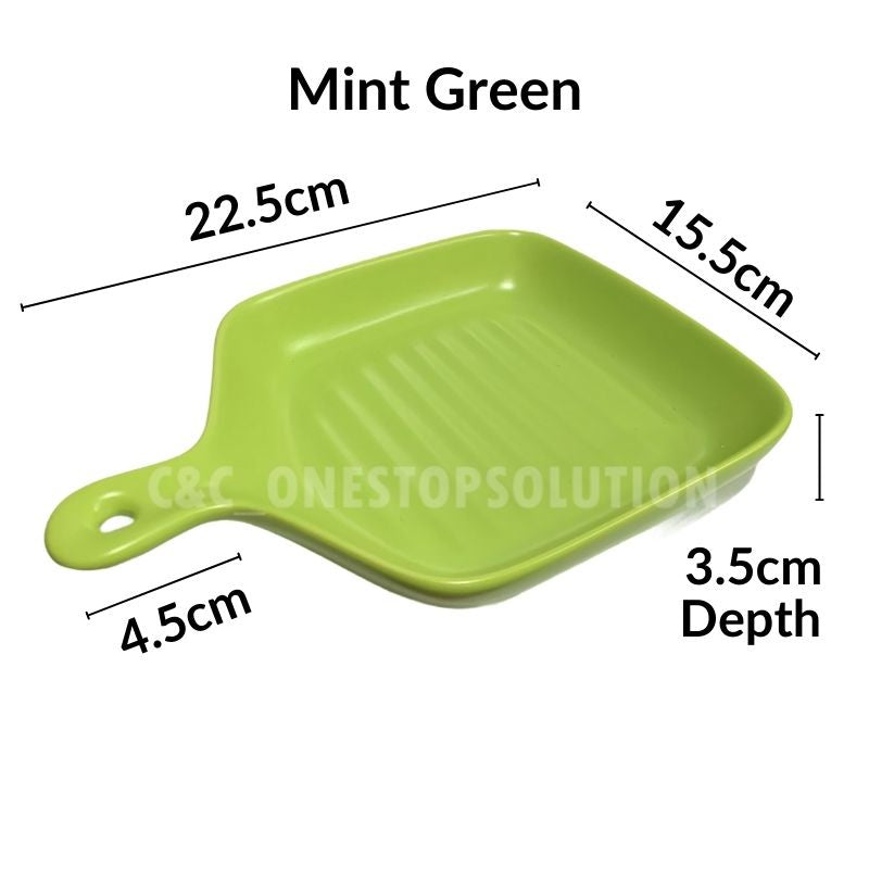 C&C Nordic Style Ceramic Plate With Handle Salad Pizza Pasta Roasted Vegetables Baked Oven Baking Plate