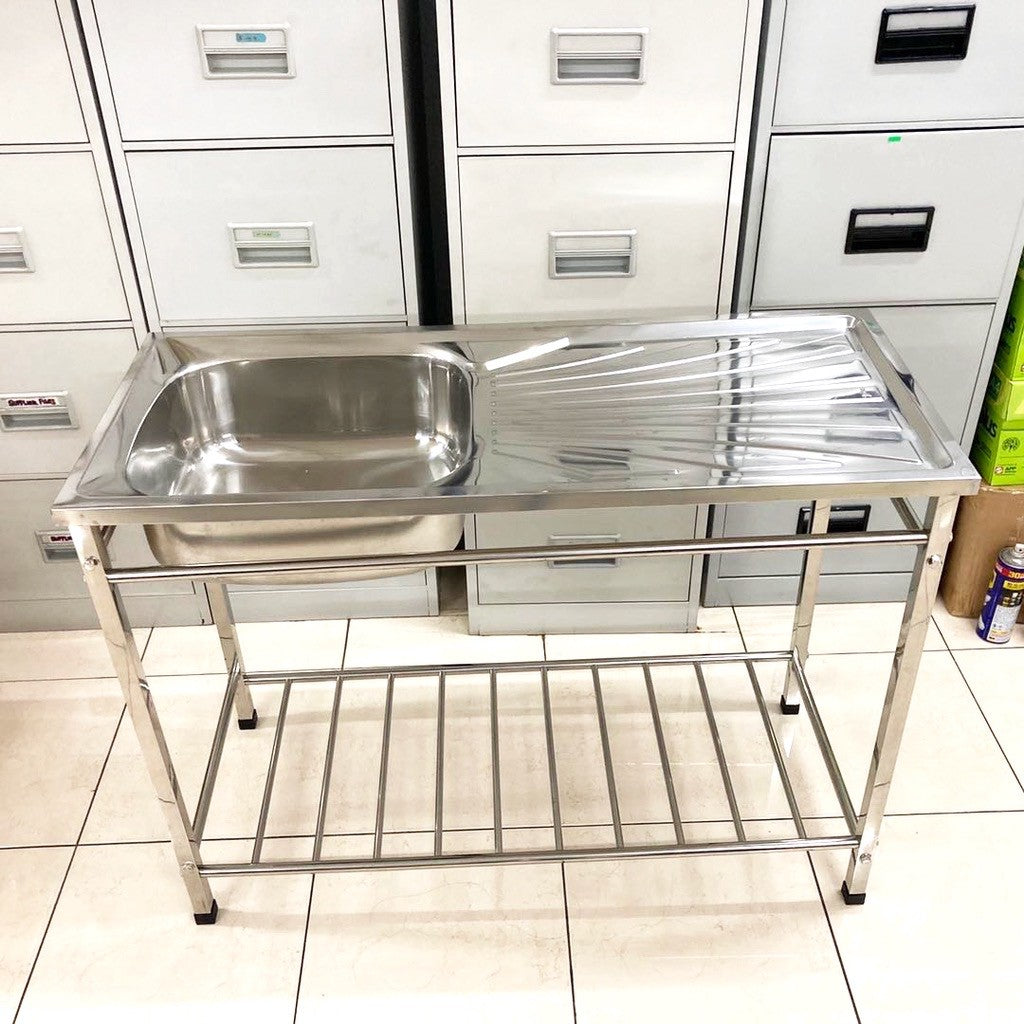STAINLESS STEEL SINGLE BOWL SINK WITH RACK AND SINGLE DRAINER /Sinki Dapur Set