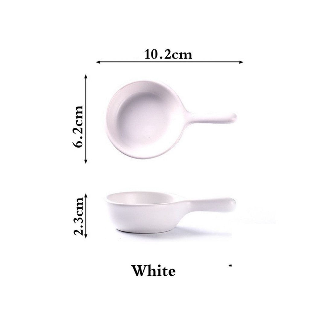 Gloss Finish Ceramic Sauce Plate Mini Dipping Pan Design With Handle Bowl Sauce Seasoning Kitchen Plate