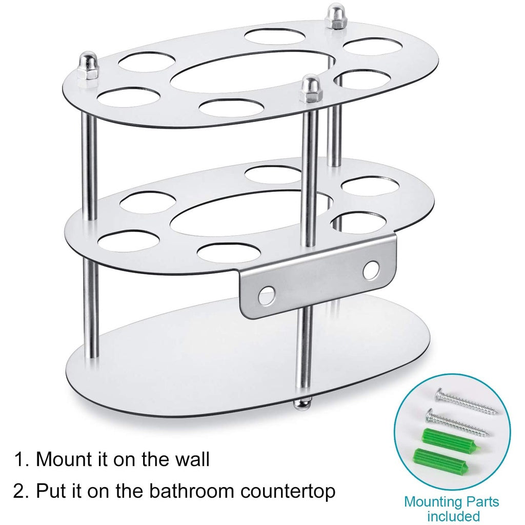 C&C High Quality Stainless Steel Round Toothbrush Holder Shelf Toothpaste Holder Standing Toothbrush Holder