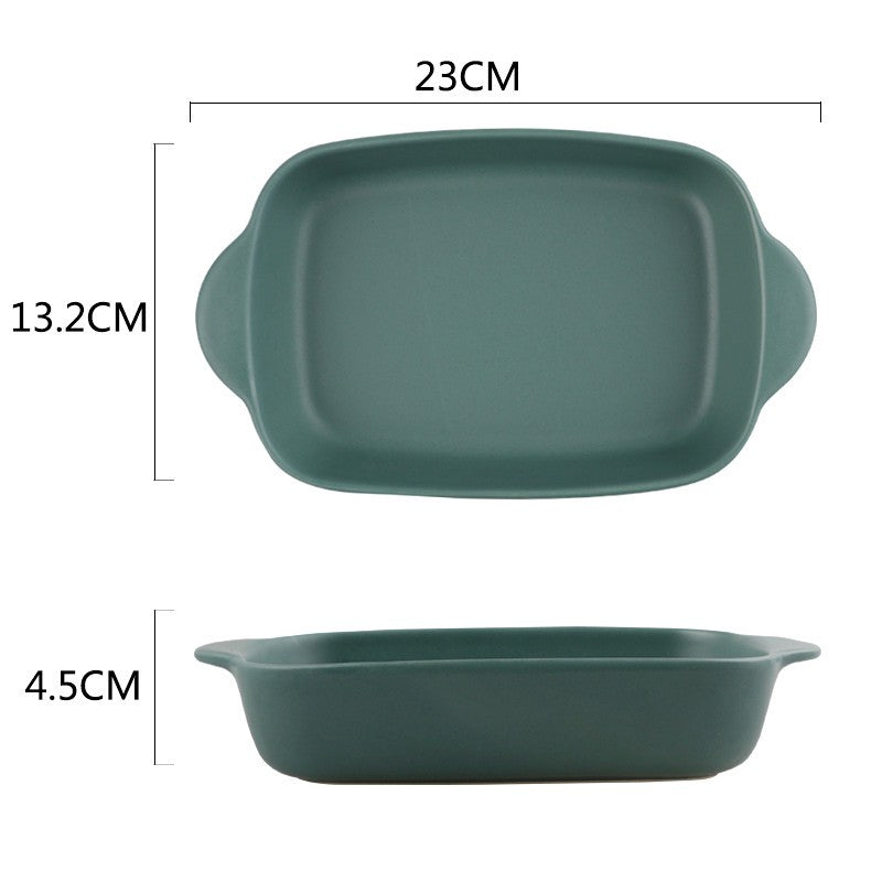 Nordic Style Ceramic Baking Tray Plate With Handle Cookware Bakeware Breakfast Creative Dish Pizza Plates Fruit Macaron