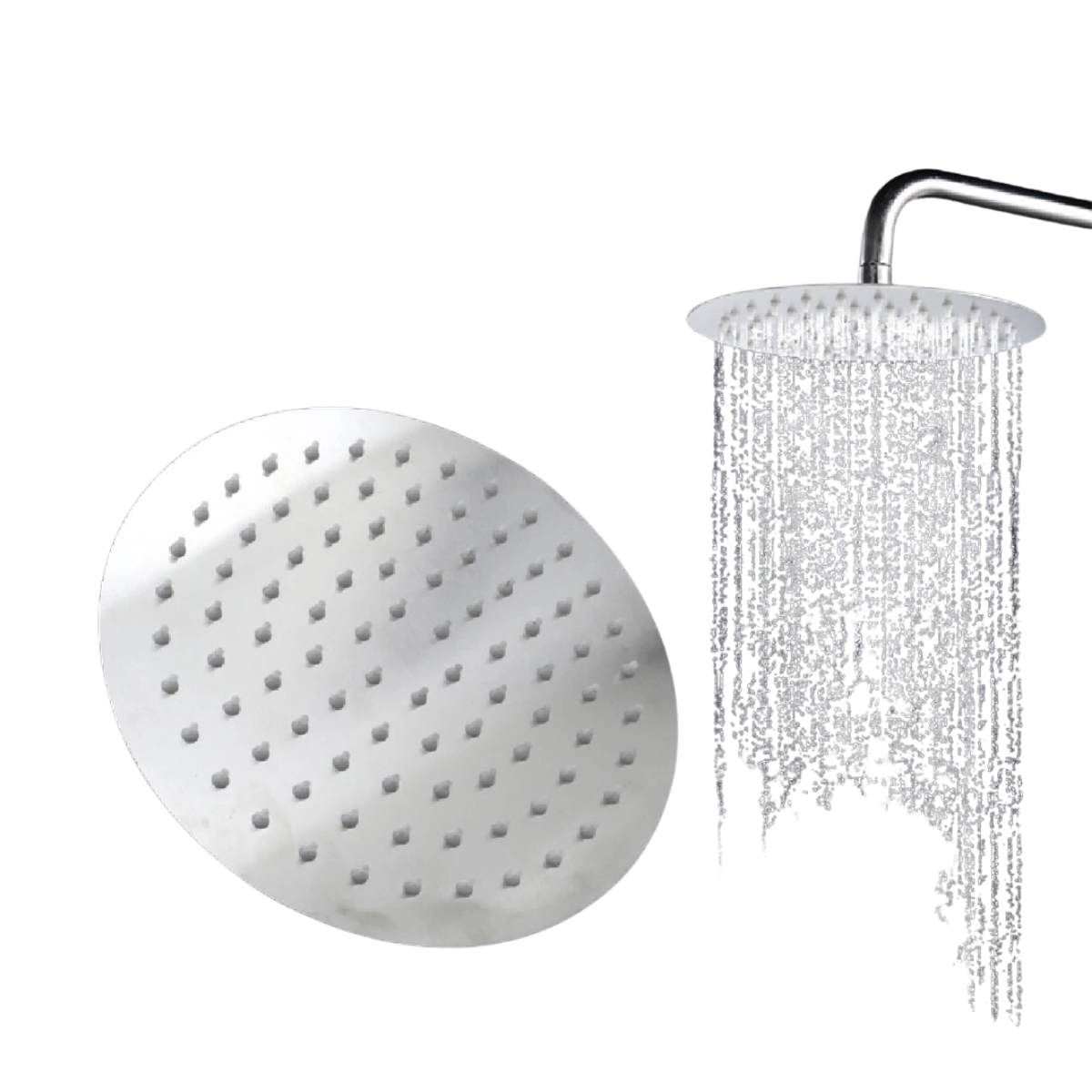 Flamingo Stainless Steel Shower Head Set Rainfall 360 Degree Set with Shower Arm 8 inch Round Rain Shower Set