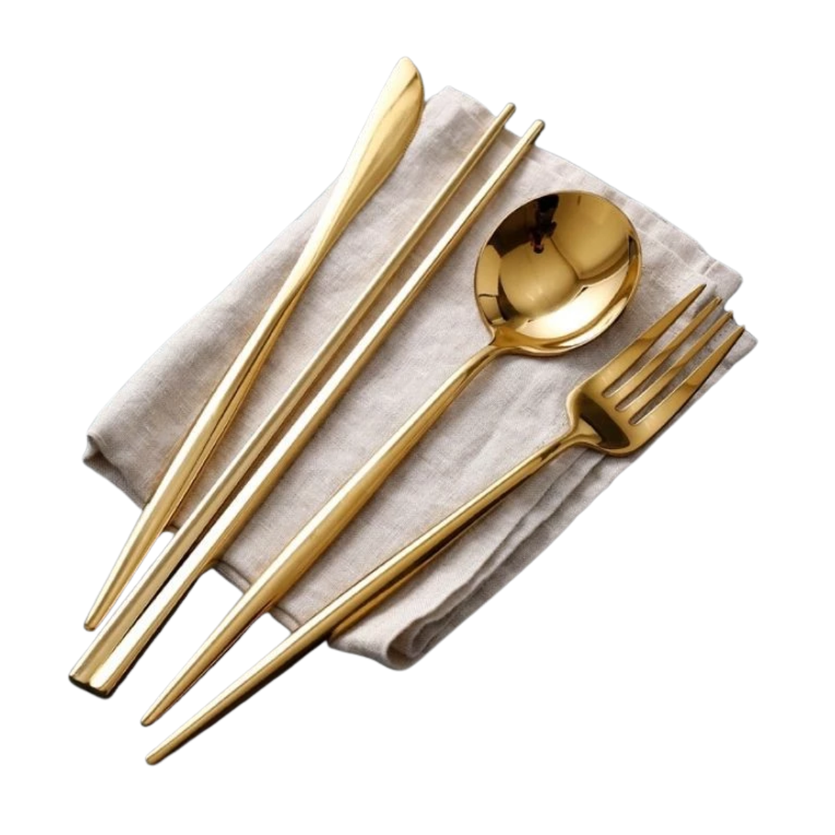 Gold Cutlery Set Stainless Steel Portable Dinnerware Set Mirror Polishing Food Steak Fork Spoon Knife Chopsticks